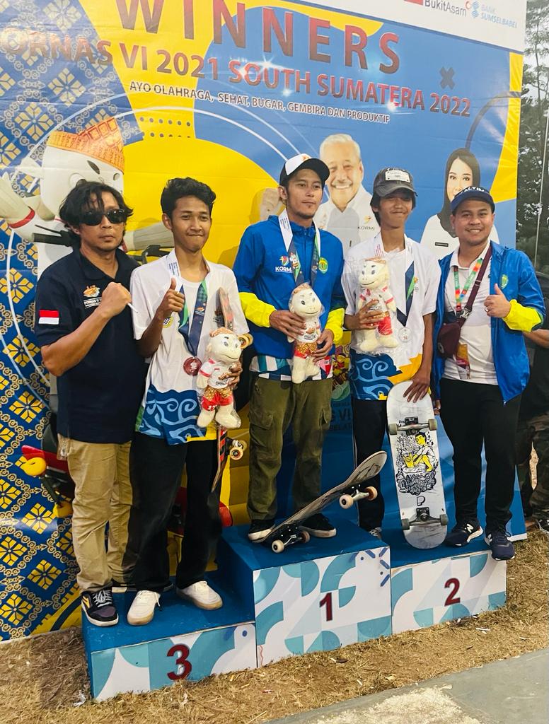 Membanggakan! Atlet Skateboard Raih Medali Emas Pada Festival Olahraga Rekreasi Nasional Palembang